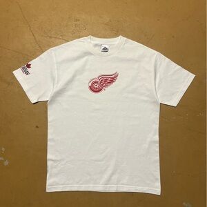 Vtg Men’s Detroit Red Wings Logo White Tee Large